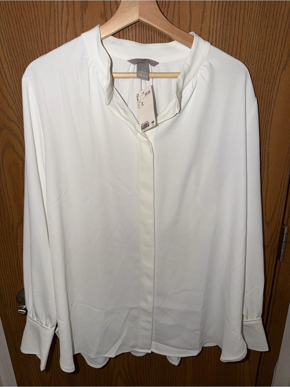 NWT H&M White Button-Front Blouse Size XL